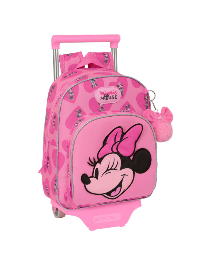 School Rucksack with Wheels Minnie Mouse Loving Pink 28 x 34 x 10 cm