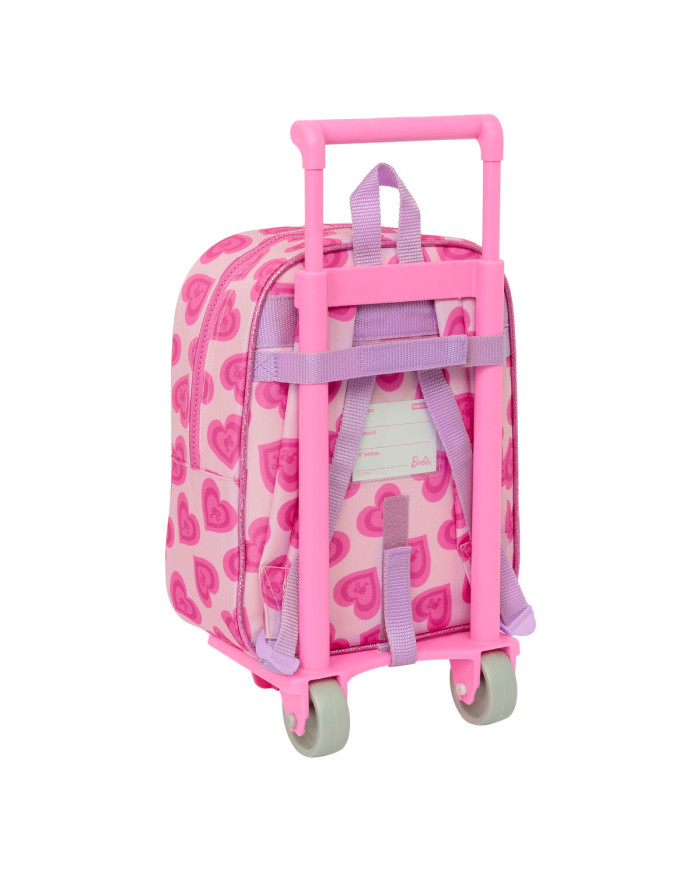 School Rucksack with Wheels Barbie Love Pink 22 x 27 x 10 cm
