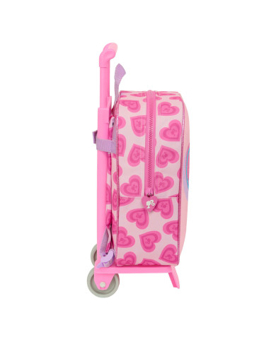 School Rucksack with Wheels Barbie Love Pink 22 x 27 x 10 cm