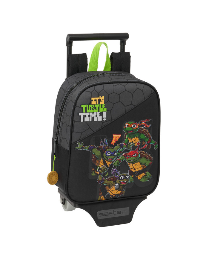 School Rucksack with Wheels Teenage Mutant Ninja Turtles Black Grey 22 x 27 x 10 cm