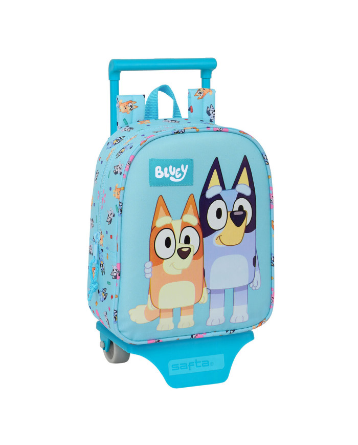 School Rucksack with Wheels Bluey Sky blue 22 x 27 x 10 cm