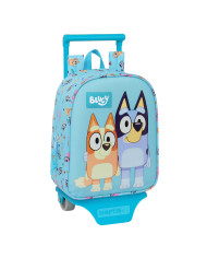 School Rucksack with Wheels Bluey Sky blue 22 x 27 x 10 cm