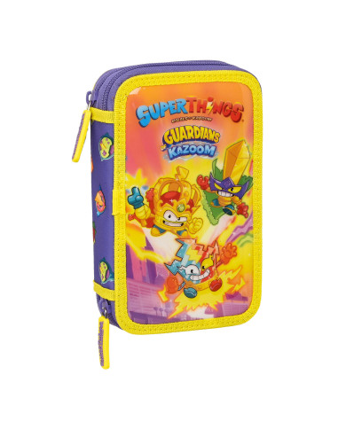 Double Pencil Case SuperThings Guardians of Kazoom Yellow Purple (28 Pieces)