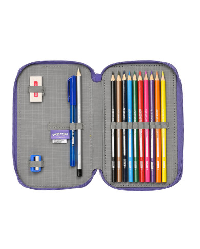 Double Pencil Case SuperThings Guardians of Kazoom Yellow Purple (28 Pieces)