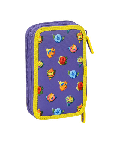 Double Pencil Case SuperThings Guardians of Kazoom Yellow Purple (28 Pieces)