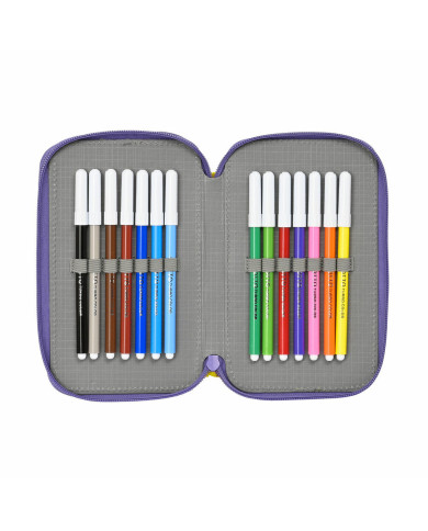 Double Pencil Case SuperThings Guardians of Kazoom Yellow Purple (28 Pieces)