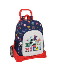 School Rucksack with Wheels Mickey Mouse Clubhouse Only one Navy Blue 33 x 42 x 14 cm