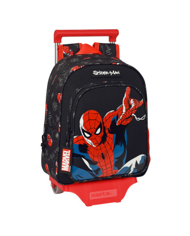 School Rucksack with Wheels Spider-Man Hero Black 27 x 33 x 10 cm
