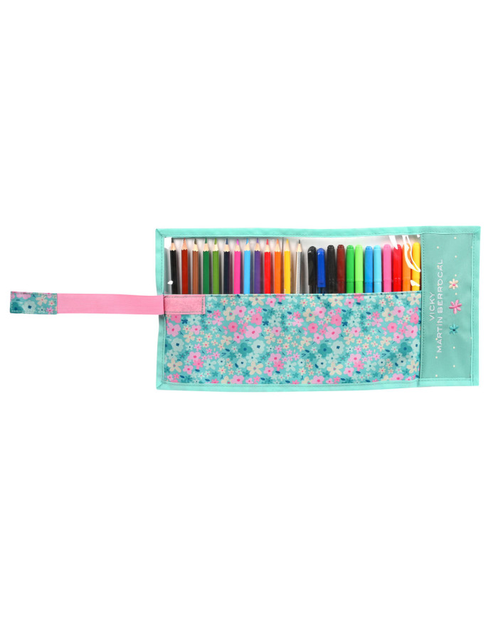 School Case with Accessories Vicky Martín Berrocal Mint paradise Mint (27 Pieces) (7 x 20 x 7 cm)