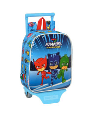 School Rucksack with Wheels PJ Masks Blue 22 x 27 x 10 cm