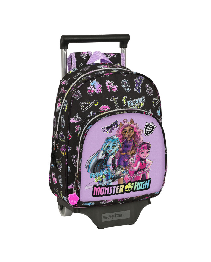 School Rucksack with Wheels Monster High Creep Black 28 x 34 x 10 cm
