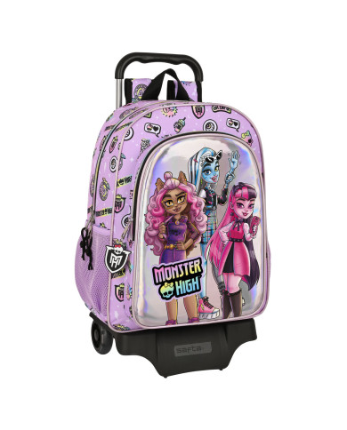 School Rucksack with Wheels Monster High Best boos Lilac 33 x 42 x 14 cm