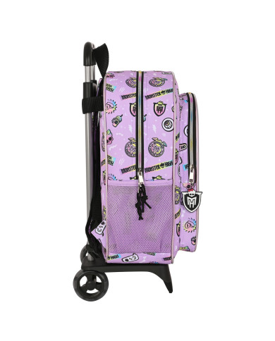 School Rucksack with Wheels Monster High Best boos Lilac 33 x 42 x 14 cm