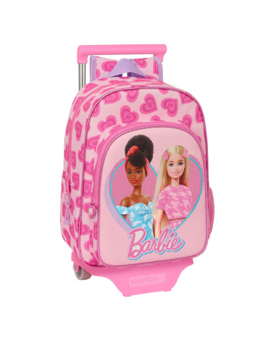 School Rucksack with Wheels Barbie Love Pink 26 x 34 x 11 cm