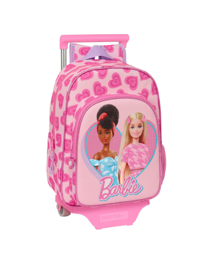 School Rucksack with Wheels Barbie Love Pink 26 x 34 x 11 cm