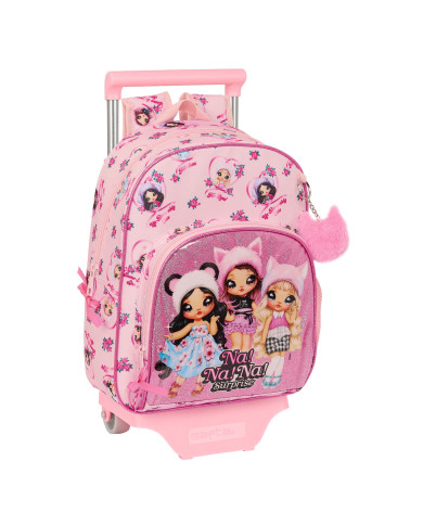 School Rucksack with Wheels Na!Na!Na! Surprise Fabulous Pink 28 x 34 x 10 cm