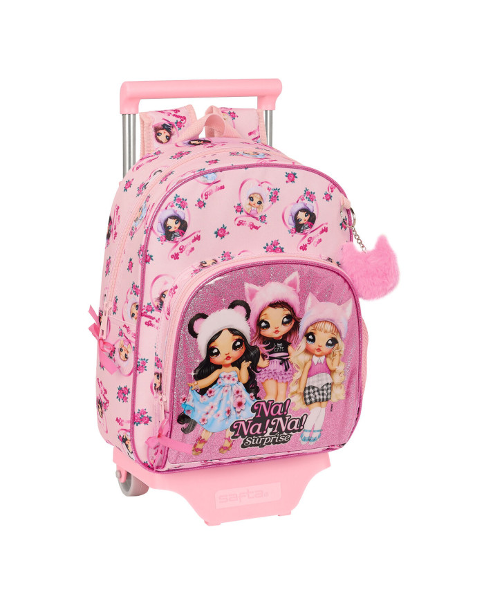 School Rucksack with Wheels Na!Na!Na! Surprise Fabulous Pink 28 x 34 x 10 cm