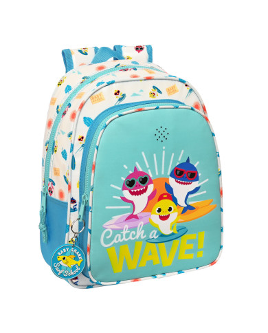 School Bag Baby Shark Surfing Blue White 27 x 33 x 10 cm