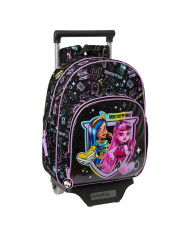 School Rucksack with Wheels Monster High Black 28 x 34 x 10 cm