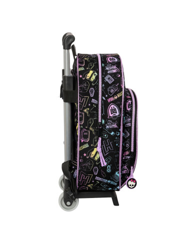 School Rucksack with Wheels Monster High Black 28 x 34 x 10 cm
