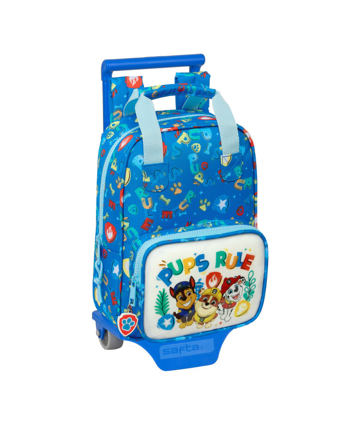 School Rucksack with Wheels The Paw Patrol Pups rule Blue 20 x 28 x 8 cm
