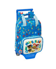 School Rucksack with Wheels The Paw Patrol Pups rule Blue 20 x 28 x 8 cm