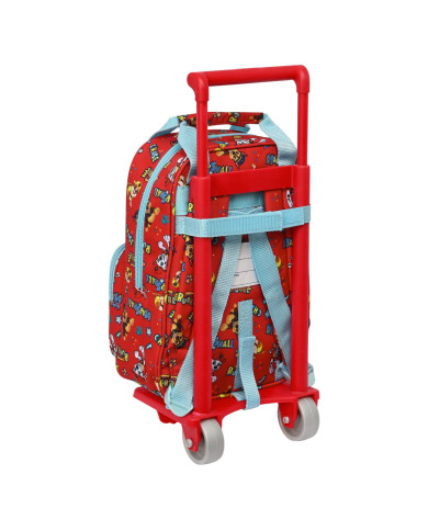 School Rucksack with Wheels The Paw Patrol Funday Red Light Blue (20 x 28 x 8 cm)