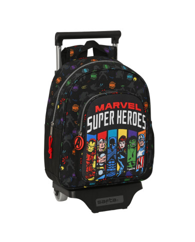 School Rucksack with Wheels The Avengers Super heroes Black (27 x 33 x 10 cm)