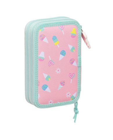 Double Pencil Case Peppa Pig Ice cream Pink Mint 12.5 x 19.5 x 4 cm (28 Pieces)