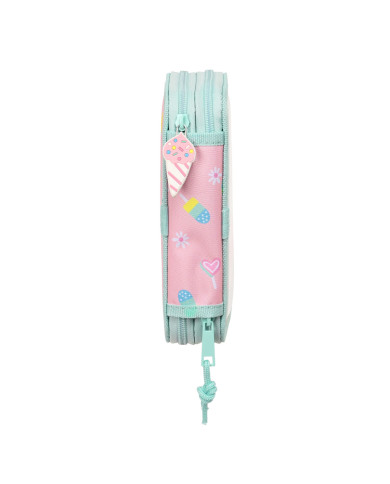 Double Pencil Case Peppa Pig Ice cream Pink Mint 12.5 x 19.5 x 4 cm (28 Pieces)