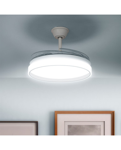 LED Ceiling Fan with 4 Retractable Blades Keteez InnovaGoods White 72 W Ø49-104 cm