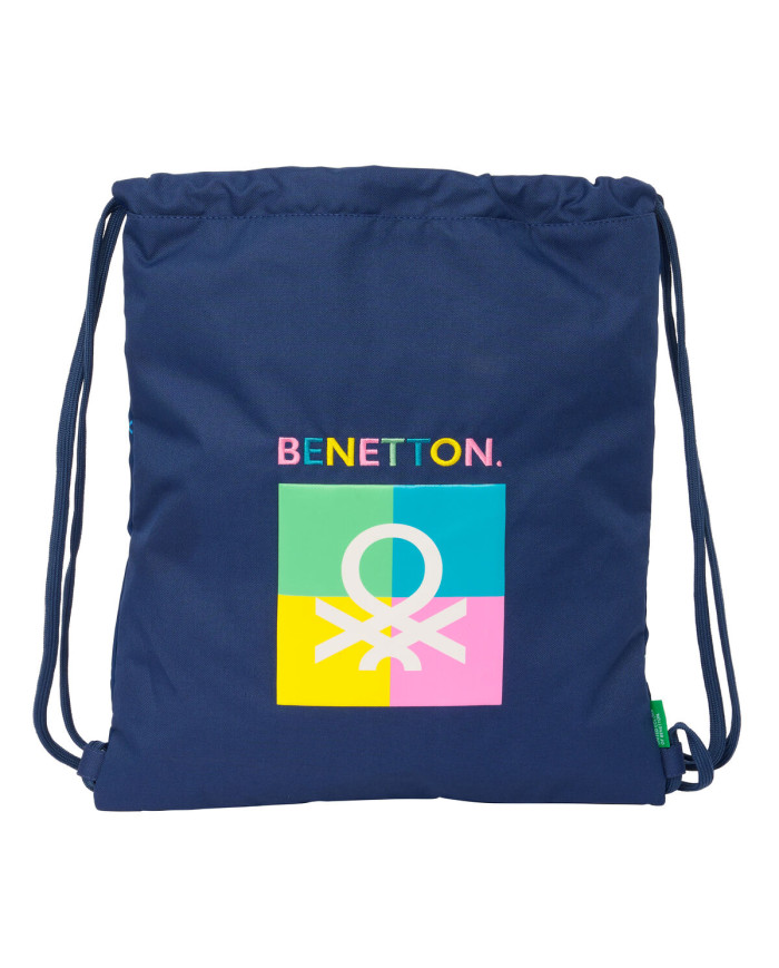 Backpack with Strings Benetton Cool Navy Blue 35 x 40 x 1 cm