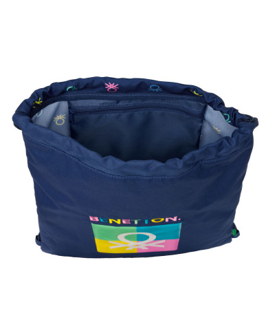 Backpack with Strings Benetton Cool Navy Blue 35 x 40 x 1 cm