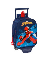 School Rucksack with Wheels Spider-Man Neon Navy Blue 22 x 27 x 10 cm