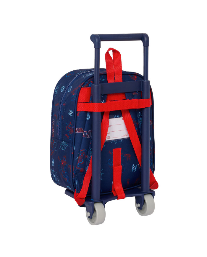 School Rucksack with Wheels Spider-Man Neon Navy Blue 22 x 27 x 10 cm
