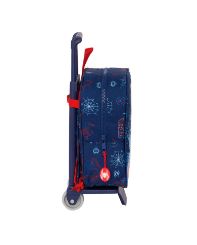 School Rucksack with Wheels Spider-Man Neon Navy Blue 22 x 27 x 10 cm