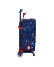 School Rucksack with Wheels Spider-Man Neon Navy Blue 22 x 27 x 10 cm