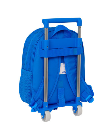 School Rucksack with Wheels Super Mario Play Blue Red 28 x 34 x 10 cm