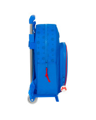 School Rucksack with Wheels Super Mario Play Blue Red 28 x 34 x 10 cm