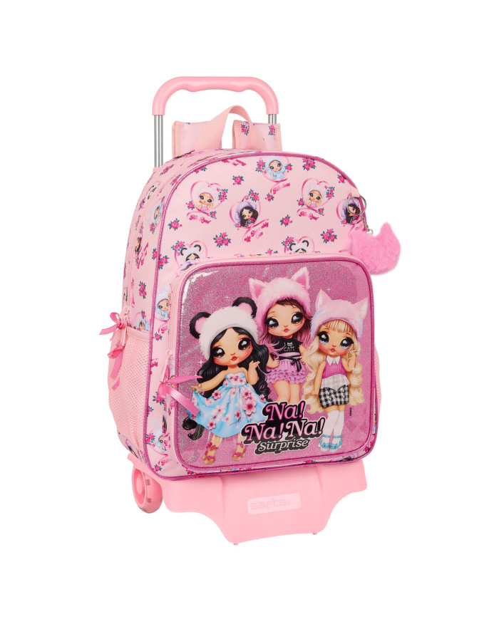 School Rucksack with Wheels Na!Na!Na! Surprise Fabulous Pink 33 x 42 x 14 cm