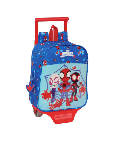 School Rucksack with Wheels Spidey Blue 22 x 27 x 10 cm