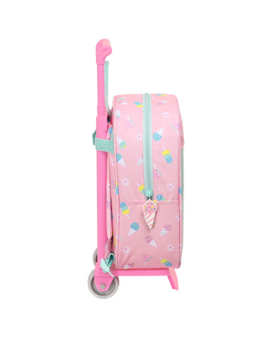School Rucksack with Wheels Peppa Pig Ice cream Green Pink 22 x 27 x 10 cm