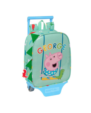 School Rucksack with Wheels Peppa Pig Green 22 x 27 x 10 cm