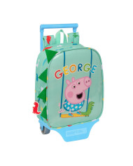 School Rucksack with Wheels Peppa Pig Green 22 x 27 x 10 cm