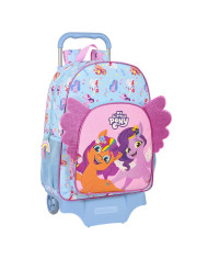 School Rucksack with Wheels My Little Pony Wild & free Blue Pink 33 x 42 x 14 cm