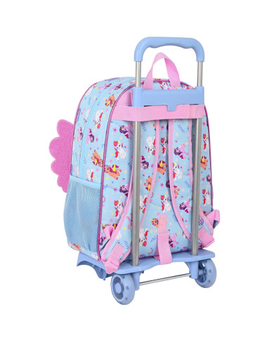 School Rucksack with Wheels My Little Pony Wild & free Blue Pink 33 x 42 x 14 cm