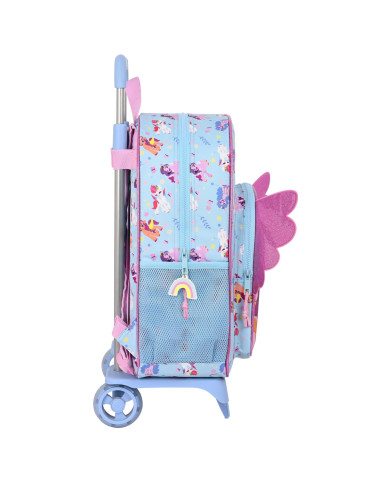 School Rucksack with Wheels My Little Pony Wild & free Blue Pink 33 x 42 x 14 cm