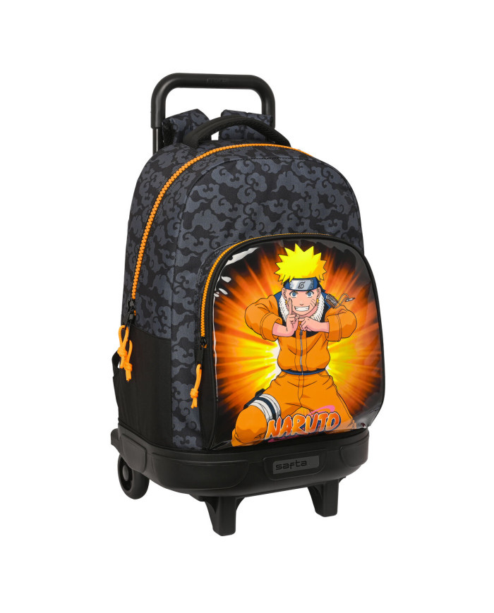 School Rucksack with Wheels Naruto Black Orange 33 X 45 X 22 cm