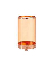 Candleholder Copper Amber Cylinder Metal Glass (9,7 x 16,5 x 9,7 cm)