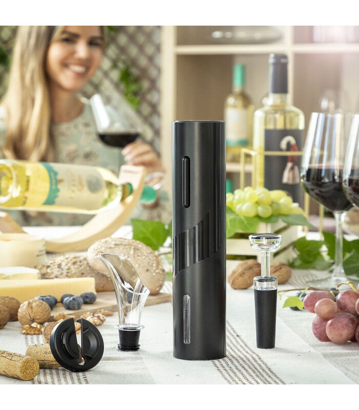 Sacacorchos Eléctrico con Accesorios para Vino Corking InnovaGoods